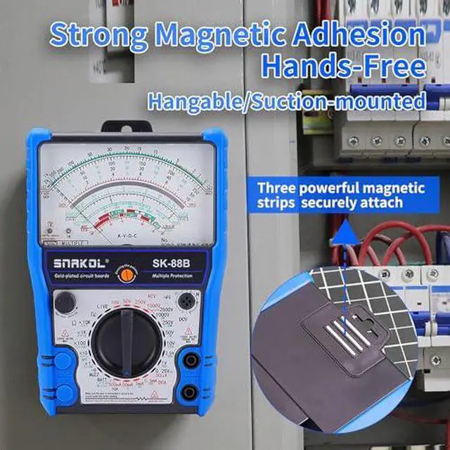 Alt view image 7 of 7 - Analog Multimeter, High Sensitivity Wide Range Handheld Tester with Silicone Cover Stand Magnet, for AC/DC Voltage Current Diode LED Testing and Electronics Repair (SK-88B)