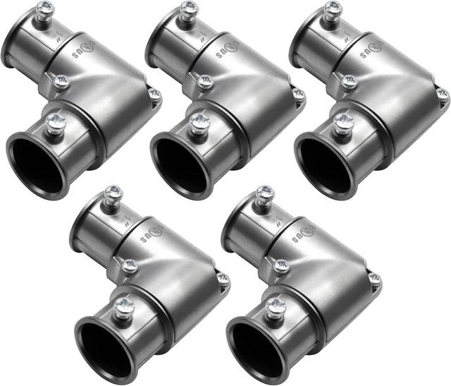 Main image of 90 Degree EMT Pull Elbow, 1 Inch Inside Corner Conduit Coupling with Removable Cover, Zinc Die-Cast, 5-Pack