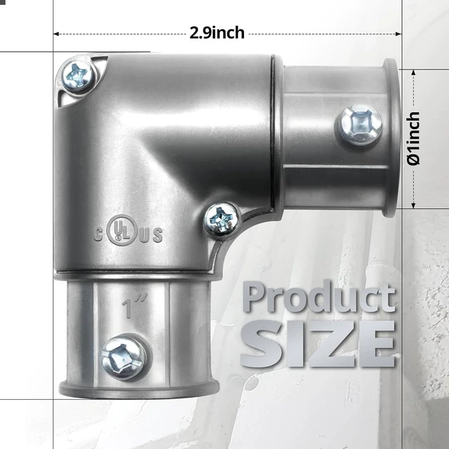 Alt view image 2 of 7 - 90 Degree EMT Pull Elbow, 1 Inch Inside Corner Conduit Coupling with Removable Cover, Zinc Die-Cast, 5-Pack