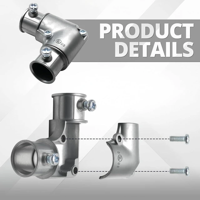 Alt view image 3 of 7 - 90 Degree EMT Pull Elbow, 1 Inch Inside Corner Conduit Coupling with Removable Cover, Zinc Die-Cast, 5-Pack