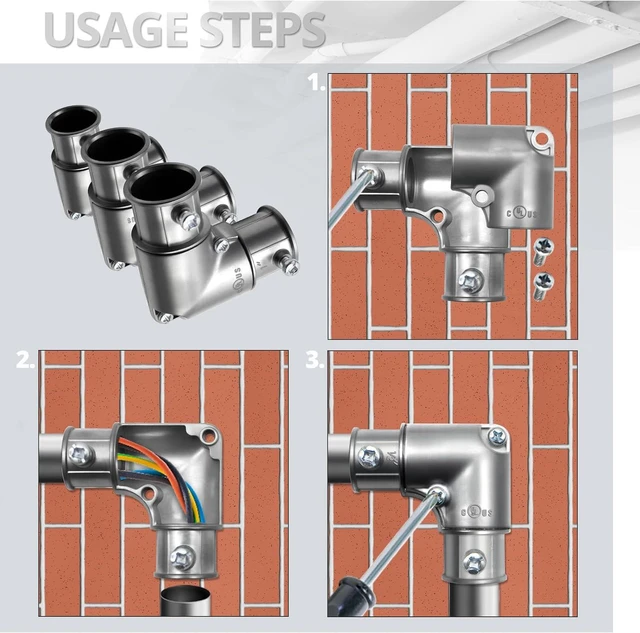 Alt view image 6 of 7 - 90 Degree EMT Pull Elbow, 1 Inch Inside Corner Conduit Coupling with Removable Cover, Zinc Die-Cast, 5-Pack