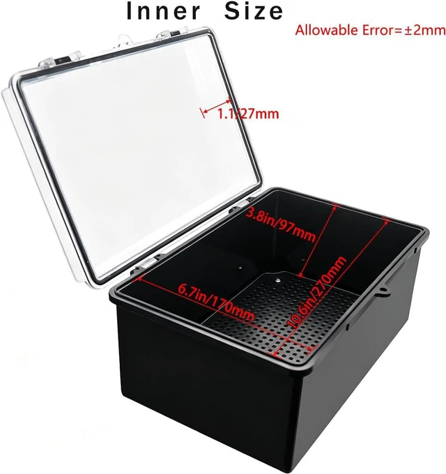 Alt view image 3 of 6 - Junction Box, Hinged Black Clear Cover IP67 Waterproof ABS Project Box with Mounting Plate Electrical Box Enclosure with Wall Bracket 11.4 x 7.5 x 5.5inch(290x190x140mm)