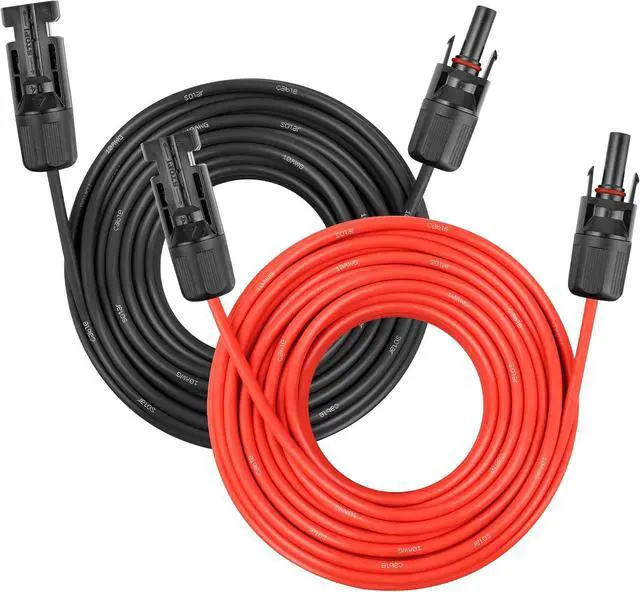Main image of Solar Panel Extension Cable - 10AWG 75FT Solar Wire Cord 10 Gauge PV Wire with Female & Male Waterproof Connector for RV, Photovoltaic Systems, Home, Boat, Solar Panels, Car(75ft Red + 75ft Black)