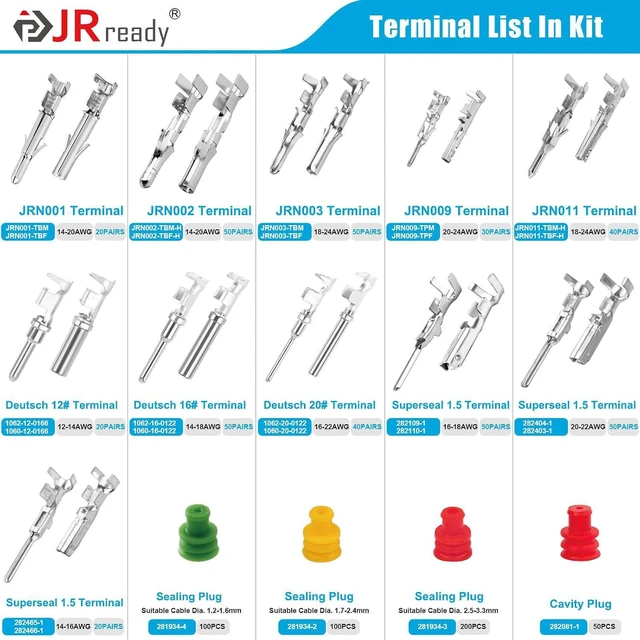 Alt view image 2 of 7 - JRready ST6531 1310Pcs Pin Extractor Removal Tool Pins Terminals Connector Kit Male Female Crimp Contact Standard Molex MLX/093/062/Micro-Fit/Mini-Fit Jr. Superseal 1.5 Deutsch