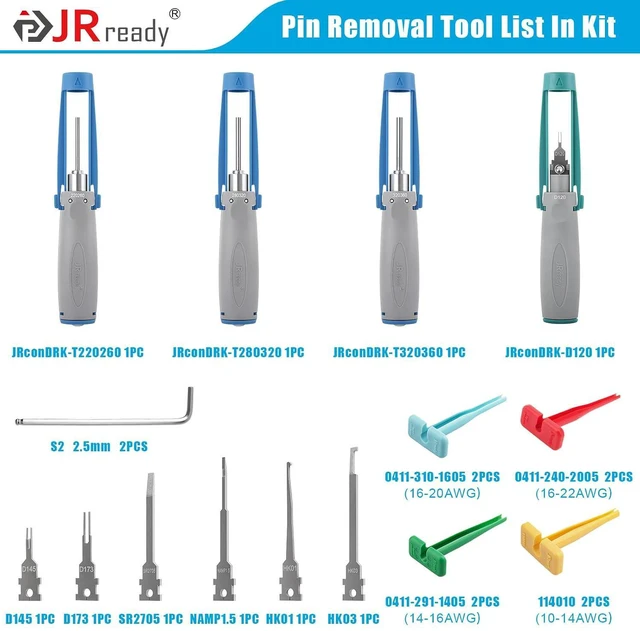 Alt view image 3 of 7 - JRready ST6531 1310Pcs Pin Extractor Removal Tool Pins Terminals Connector Kit Male Female Crimp Contact Standard Molex MLX/093/062/Micro-Fit/Mini-Fit Jr. Superseal 1.5 Deutsch