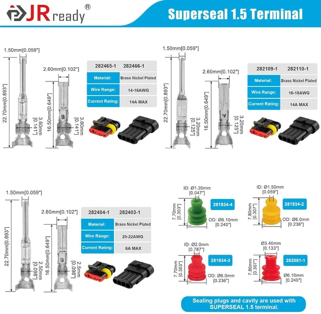 Alt view image 6 of 7 - JRready ST6531 1310Pcs Pin Extractor Removal Tool Pins Terminals Connector Kit Male Female Crimp Contact Standard Molex MLX/093/062/Micro-Fit/Mini-Fit Jr. Superseal 1.5 Deutsch
