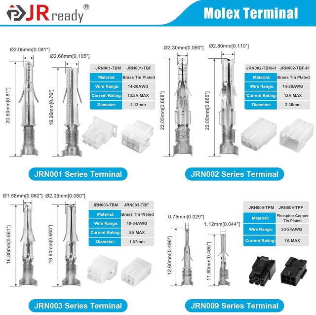 Alt view image 4 of 7 - JRready ST6531 1310Pcs Pin Extractor Removal Tool Pins Terminals Connector Kit Male Female Crimp Contact Standard Molex MLX/093/062/Micro-Fit/Mini-Fit Jr. Superseal 1.5 Deutsch