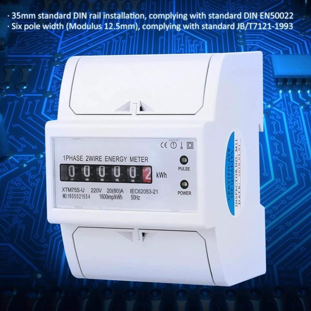 Alt view image 3 of 7 - Meter 220v Digital 1-Phase 2 Wire 4p Din-Rail Electric Meter Electronic Kwh Meter(20(80)A)204v electric mains meter,electric meter for electric cars for lsndlords,electric meter,geo minim +ct energy m