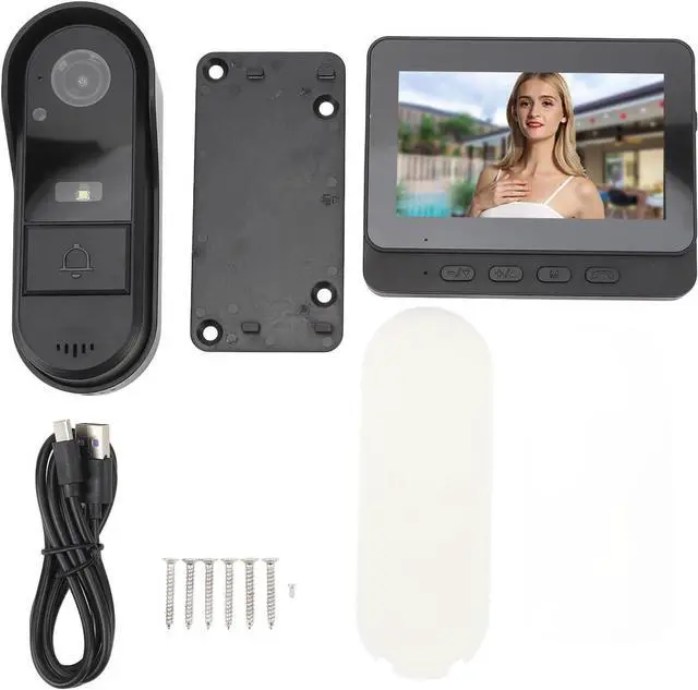 Alt view image 7 of 7 - LICAEVEY Wireless Video Doorbell with Monitor 4.3 Inch Screen 1080P HD Two Way Audio Night Vision IP65 Weatherproof Doorbell Camera
