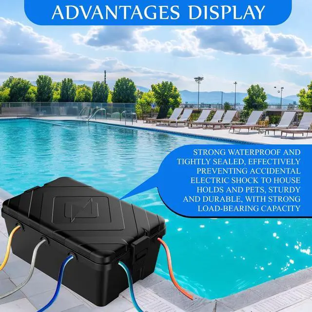 Alt view image 4 of 7 - Large Outdoor Electrical Box, IP54 Waterproof Extension Cord Cover (12.6 x 8.7 x 5.1 in) Weatherproof Outdoor Outlet Box for Holiday Lights, Pool Pump, EV Charger (Black, Large)