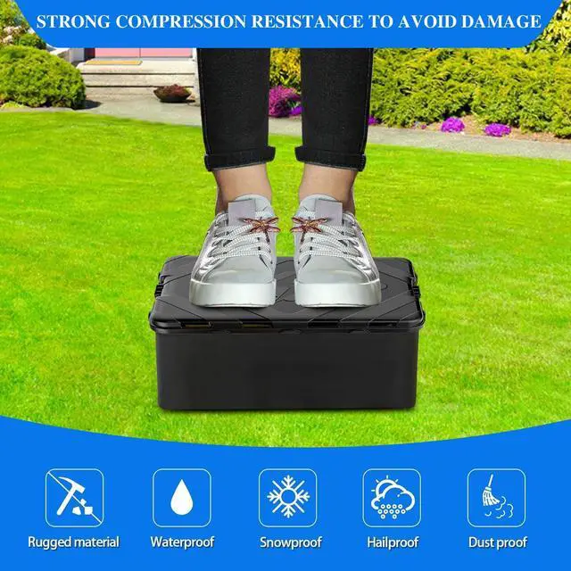 Alt view image 7 of 7 - Large Outdoor Electrical Box, IP54 Waterproof Extension Cord Cover (12.6 x 8.7 x 5.1 in) Weatherproof Outdoor Outlet Box for Holiday Lights, Pool Pump, EV Charger (Black, Large)