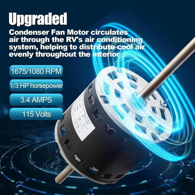 Alt view image 6 of 7 - RV AC Air Conditioner Motor Compatible with Coleman Mach RV Condenser Fan Motor D1092 1/3HP 115V 1675RPM Replaces for 7184-0156,7184-0432,1468-306,1468-3069,7855MVA-A11U