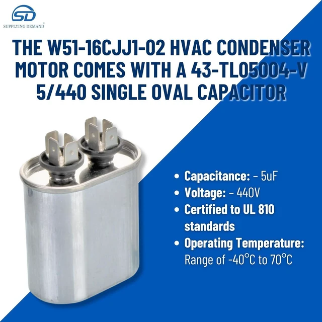 Alt view image 3 of 6 - Supplying Demand W51-16CJJ1-02 HVAC Condenser Motor 1/6 HP 1 Phase 208/230V 825 RPM