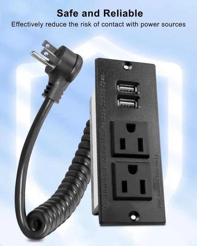 Alt view image 3 of 6 - Drawer Outlet Kit with Two 15Amp AC Sockets & Two 20W USB-A Sockets, in-Drawer Outlet Charging Station for Bathroom Bedroom Livingroom Kitche Office Drawer, 125V/15Amp 5V/2.1A 20W