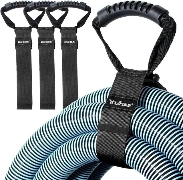 Main image of 3 Pack Heavy Duty Snap Buckle Hose Storage Straps28" Adjustable Synthetic Nylon-Like Cord Wrap with Carrying Handle, Wall Mount for Garage, Garden, Workshop, Indoor & Outdoor Cable Management (Black)