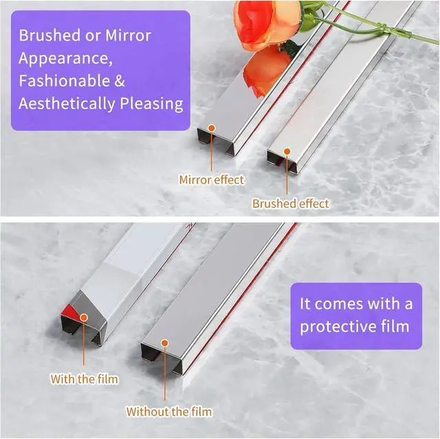 Alt view image 4 of 7 - Stainless Steel Cable Management Cover, 3-Pack 39.37in, Silver, Self-Adhesive, 39.37in x 0.94in x 0.47in, No Screws No Drill, For Floor, Wall, Kitchen, Office