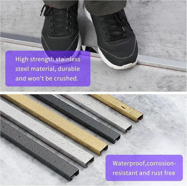 Alt view image 5 of 7 - Stainless Steel Cable Management Cover, 3-Pack 39.37in, Silver, Self-Adhesive, 39.37in x 0.94in x 0.47in, No Screws No Drill, For Floor, Wall, Kitchen, Office