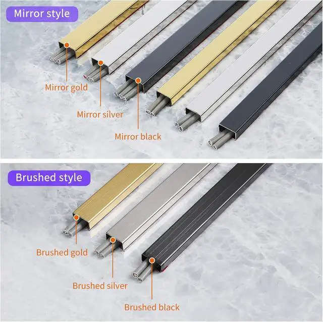 Alt view image 6 of 7 - Stainless Steel Cable Management Cover, 3-Pack 39.37in, Silver, Self-Adhesive, 39.37in x 0.94in x 0.47in, No Screws No Drill, For Floor, Wall, Kitchen, Office