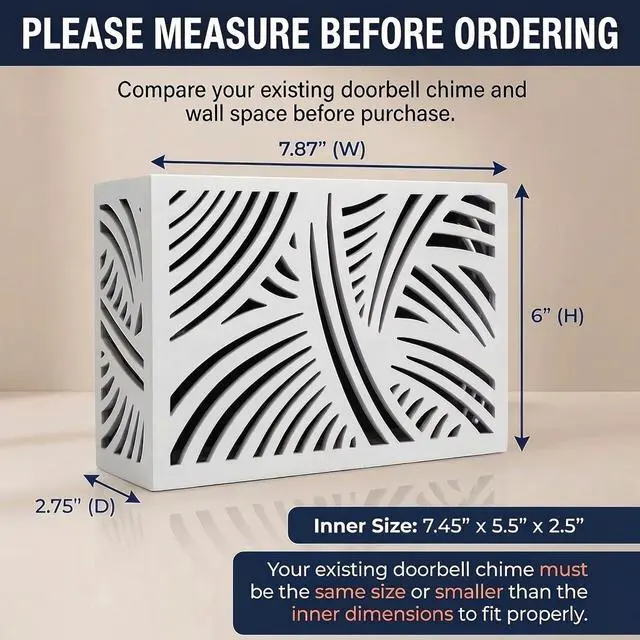 Alt view image 2 of 7 - Modern Wooden Doorbell Cover for Interior Wall Decorative Doorbell Chime Cover with Artistic Cut Pattern Elegant Door Bell Box Cover to Hide Wired Chime and Refresh Home Entryway