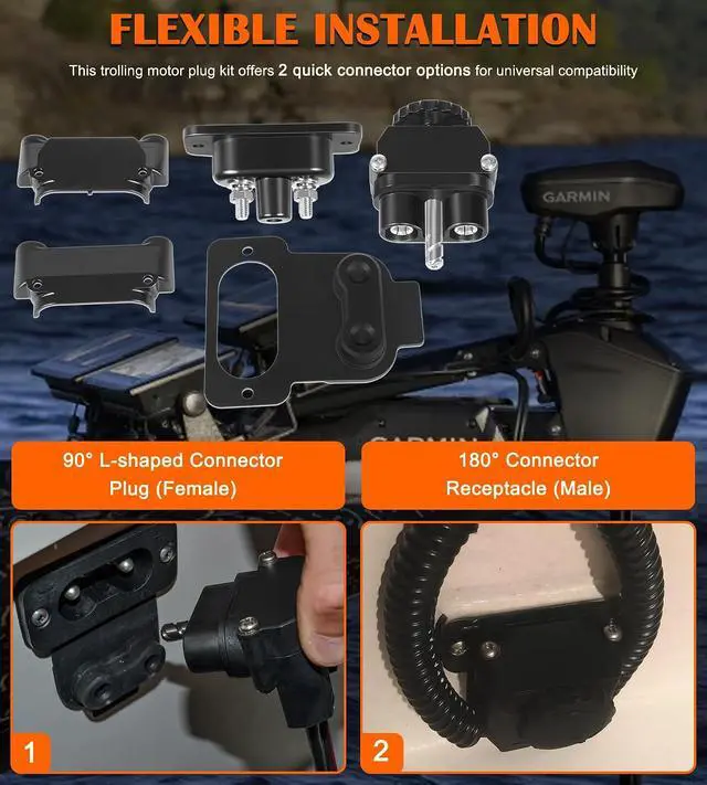 Alt view image 7 of 7 - for Marine 12-48V DC Power Connector Kit - 027-0004-KIT Outboard Trolling Motor Plug Quick Connect for Battery Connections to Trolling Motors, Navigational Electronics or Any DC Accessory