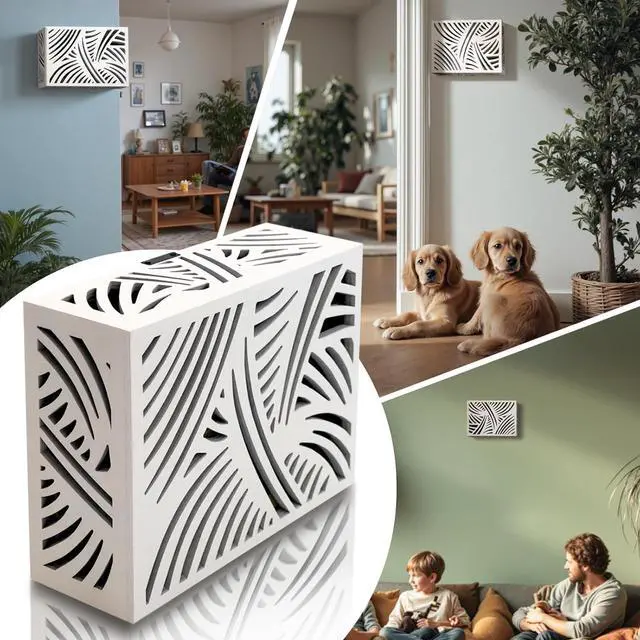 Alt view image 7 of 7 - Modern Wooden Doorbell Cover for Interior Wall Decorative Doorbell Chime Cover with Artistic Cut Pattern Elegant Door Bell Box Cover to Hide Wired Chime and Refresh Home Entryway