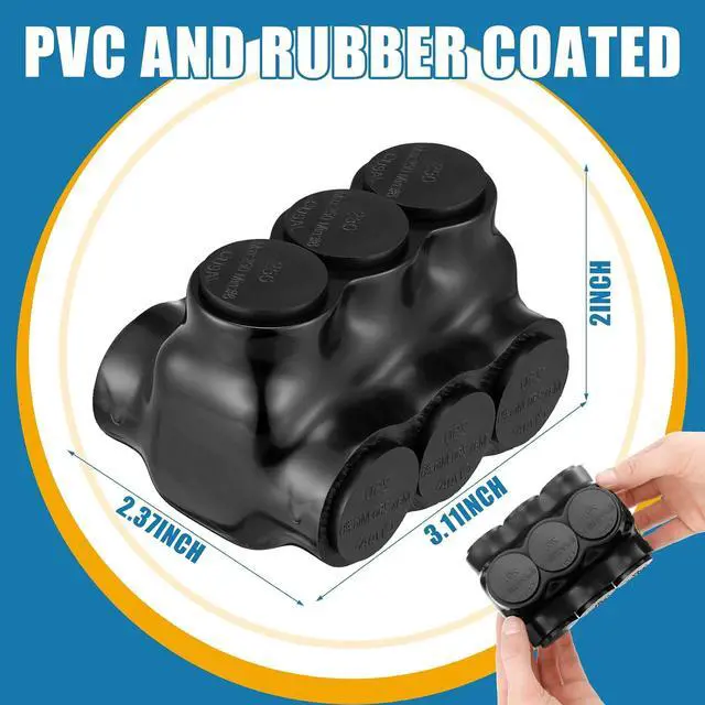 Alt view image 3 of 6 - Copkim 3 Pcs Insulated 3 Port Wire Cable Connector 250 MCM-6 Awg Wire Multi Tap 3/8" Hex Screw Dual Sided Entry Interconnect Terminals Pre Filled with Oxide Inhibitor for Copper Aluminum Electrical