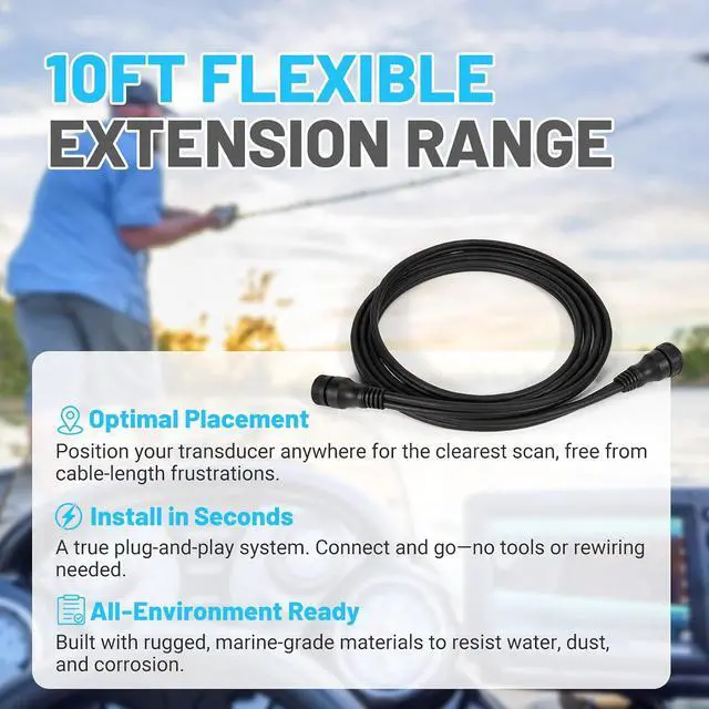 Alt view image 5 of 6 - 10 Feet (3 m) Transducer Extension Cable 21-Pin, Compatible with Garmin Panoptix LiveScope System, GLS 10 and LVS32 LVS34 LVS62XR Transducer, Extend the Wire Length, 010-12855-00