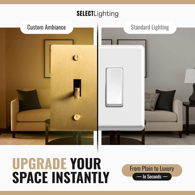 Alt view image 3 of 7 - Select Satin Brass Lever Switch with Wall Plate and Switch Device, Classic 120V Electric Light Switch, On/Off Switch