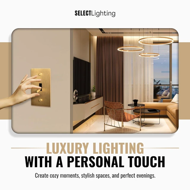 Alt view image 5 of 7 - Select Satin Brass Lever Switch with Wall Plate and Switch Device, Classic 120V Electric Light Switch, On/Off Switch