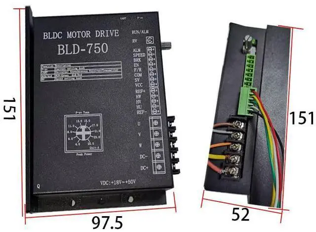 Alt view image 2 of 7 - Brushless DC Motor 48V QW-BLD-750 BLDC Engine Controller Speed Regulator BLDC Driver