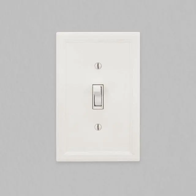 Alt view image 2 of 7 - Questech Decor Single Toggle Insulated Light Switch Cover, 1-Gang Electrical Wall Plate, Single Switch Standard Size Receptacle Cover, Decorative Cornice Design, White