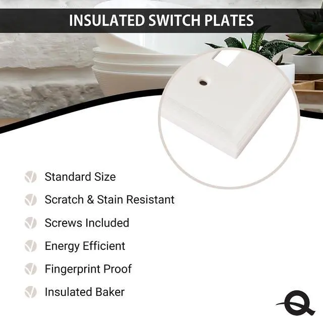 Alt view image 3 of 7 - Questech Decor Single Toggle Insulated Light Switch Cover, 1-Gang Electrical Wall Plate, Single Switch Standard Size Receptacle Cover, Decorative Cornice Design, White