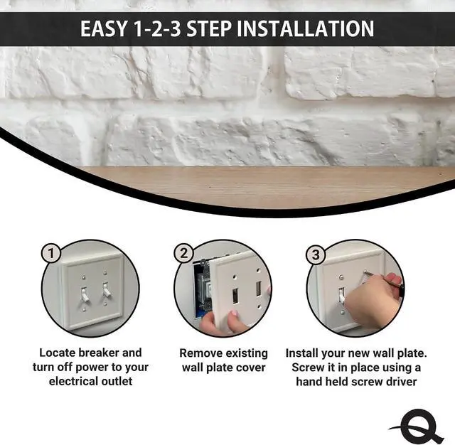 Alt view image 5 of 7 - Questech Decor Single Toggle Insulated Light Switch Cover, 1-Gang Electrical Wall Plate, Single Switch Standard Size Receptacle Cover, Decorative Cornice Design, White