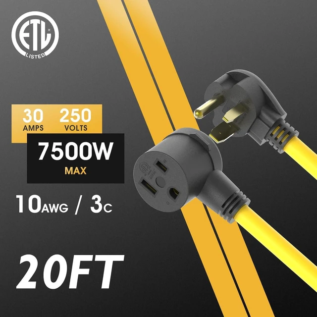 Alt view image 4 of 5 - TOOLIOM 30A 10AWG 20FT Welder Extension Cord 6-50P to 6-50R Heavy Duty Power Extension Cord for Welding Machines with ETL Approved