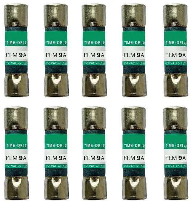 Main image of 10-Pack New FLM-9 FLM 9A 250Vac Time Delay Fuse,FLM-9A Current Limiting Cartridge Fuses