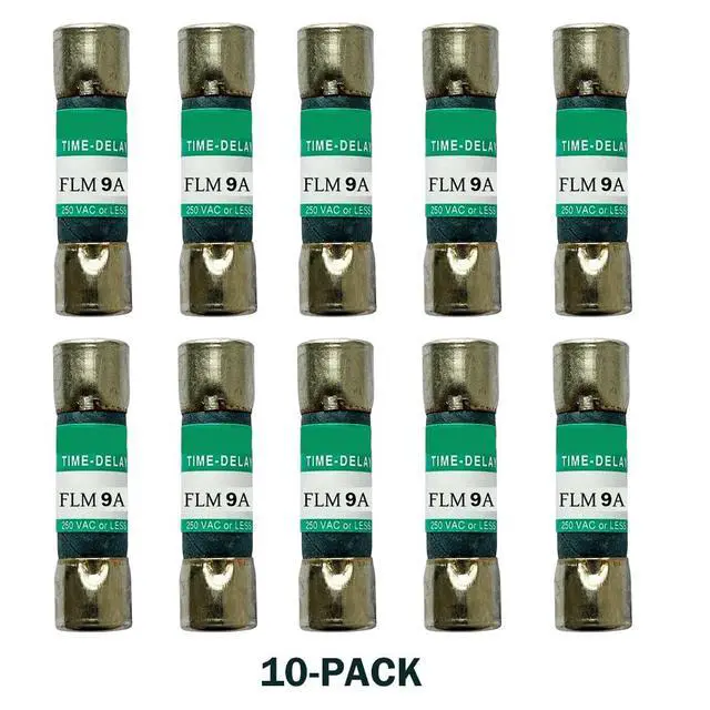 Alt view image 3 of 3 - 10-Pack New FLM-9 FLM 9A 250Vac Time Delay Fuse,FLM-9A Current Limiting Cartridge Fuses