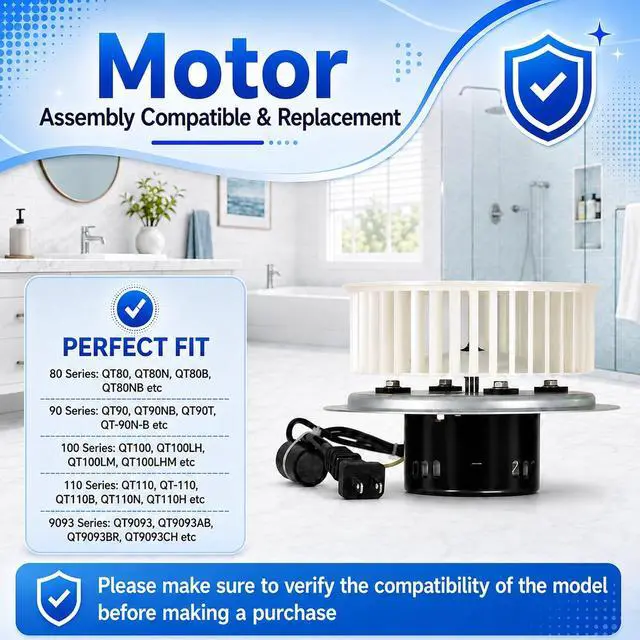 Alt view image 6 of 6 - Upgraded 0695B000 Bathroom Fan Motor Compatible with NuTone QT80, QT-80, QT80B, QT-80-B, QT-80-N Series, Replacement for S0695B000, 8253210240, AL41286A, JA2B089N Motor Assembly, 120V 60Hz 1450 RPM