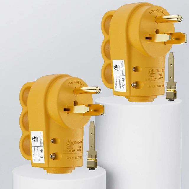 Main image of 2 PACK 2-in-1 NEMA 6-50P/6-30P Welder Plug, 30A/50A 250V 3-Prong Male Replacement Plug, Heavy Duty Rewirable 220V Plug for Welder/Generator, Industrial Grade,2 Pole 3 Wire, ETL Listed,Yellow