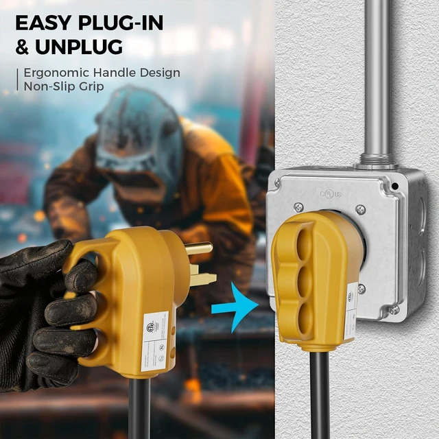 Alt view image 3 of 7 - 2 PACK 2-in-1 NEMA 6-50P/6-30P Welder Plug, 30A/50A 250V 3-Prong Male Replacement Plug, Heavy Duty Rewirable 220V Plug for Welder/Generator, Industrial Grade,2 Pole 3 Wire, ETL Listed,Yellow