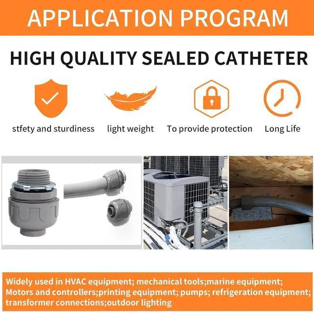 Alt view image 6 of 7 - 200Pack 1/2 Inch Liquid Tight Connector PVC Electrical Conduit Fittings Straight 180 Degree Flexible Conduit Connector for Home Kitchen Bathroom Tube Tool Supplies