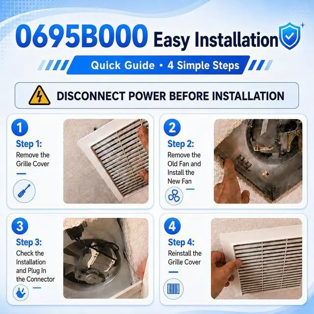 Alt view image 4 of 6 - Upgraded 0695B000 Bathroom Fan Motor Compatible with NuTone QT80, QT-80, QT80B, QT-80-B, QT-80-N Series, Replacement for S0695B000, 8253210240, AL41286A, JA2B089N Motor Assembly, 120V 60Hz 1450 RPM