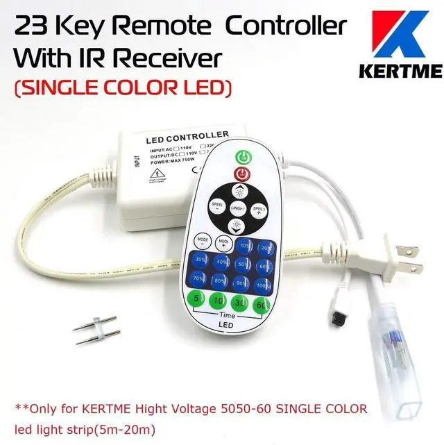 Alt view image 5 of 7 - 5050-60 Type AC 110-120V LED Strip Lights, Flexible/Waterproof/Dimmable/Multi-Modes LED Rope Light + 23 Keys Remote for Home/Garden/Building Decoration (65.6ft/20m, Warm White 3500K)