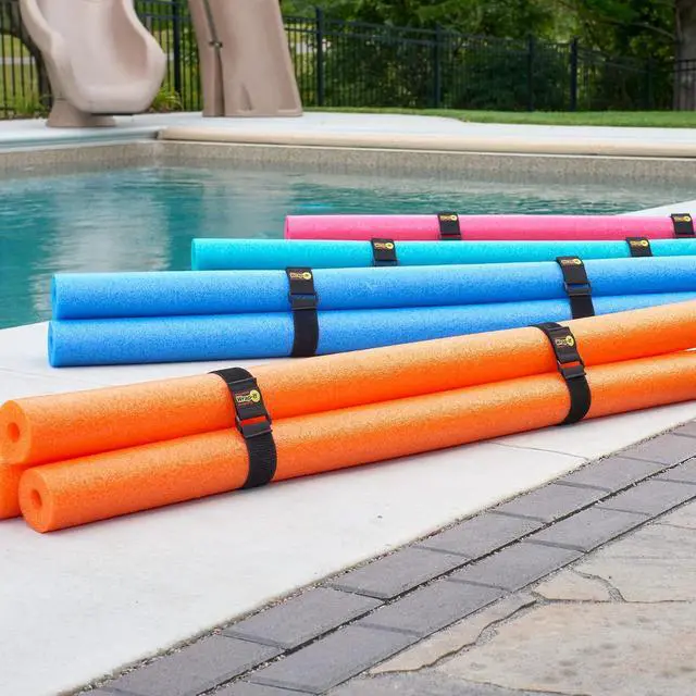 Alt view image 4 of 5 - Super-Stretch Wrap-It Storage Straps, 32-in x 2-in (4-Pack) - Elastic Hook and Loop Cinch Straps - Pool Hose and Cable Straps, Garage and RV Storage Accessories