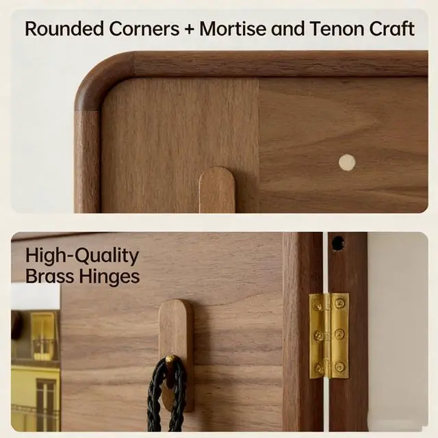 Alt view image 5 of 7 - Decorative Wall Mounted Electrical Panel Cover,Solid Wood Switch Box Shelf,Flip Distribution Wood Breaker Fuse Box Cover with Shelf & Hooks, Open Door Meter Box for Living Room,Brown,23.6in