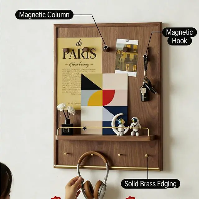 Alt view image 6 of 7 - Decorative Wall Mounted Electrical Panel Cover,Solid Wood Switch Box Shelf,Flip Distribution Wood Breaker Fuse Box Cover with Shelf & Hooks, Open Door Meter Box for Living Room,Brown,23.6in