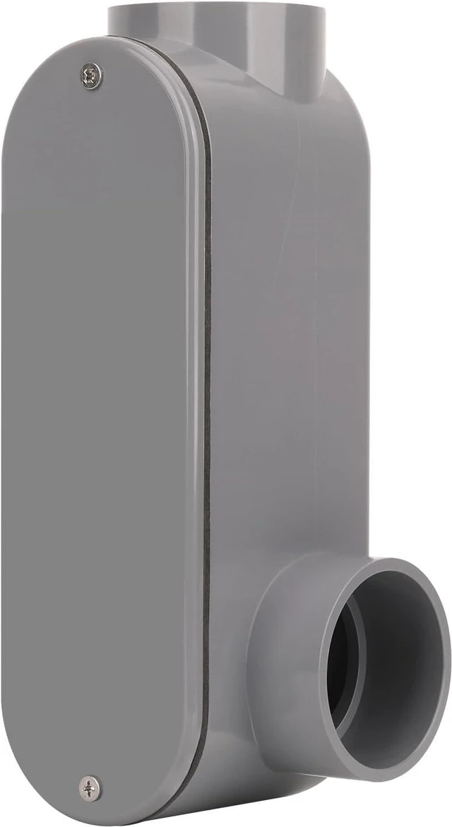 Main image of 2 Inch Rigid PVC Conduit Body Type LR, Slip x Slip PVC Conduit Bodies LR Type with Cover and Gasket, Gray