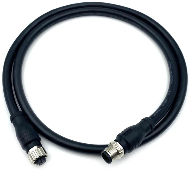 Alt view image 3 of 7 - M12 5 pin L Code Rail Transit Power Connector Cable, M12 5Pins L-Code Male to Female Straight Sensor Molding Cable Female to Male Electrical PVC Cable 16A/60V 16AWG (3.28ft/1Meter)