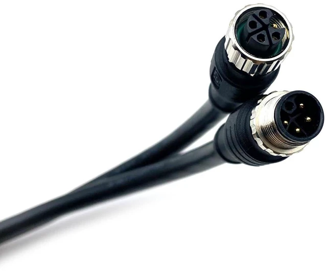 Alt view image 6 of 7 - M12 5 pin L Code Rail Transit Power Connector Cable, M12 5Pins L-Code Male to Female Straight Sensor Molding Cable Female to Male Electrical PVC Cable 16A/60V 16AWG (3.28ft/1Meter)