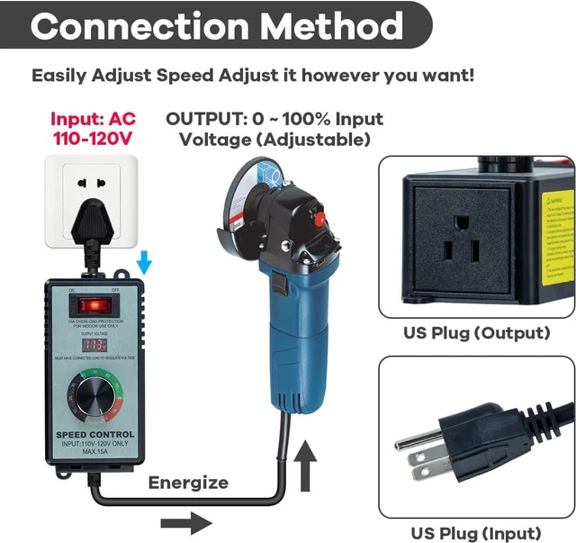 Alt view image 3 of 7 - Hosyond AC Motor Variable Speed Controller 120V 12A, LED Voltage Display Power Regulator for Ceiling Fans Blower Hydroponics Inline Duct Exhaust