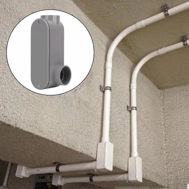 Alt view image 6 of 7 - 2 Inch Rigid PVC Conduit Body Type LR, Slip x Slip PVC Conduit Bodies LR Type with Cover and Gasket, Gray